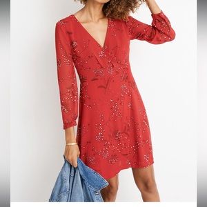 Madewell Hazelwood Wrap-Front Red Long Sleeve Mini Dress Size 00